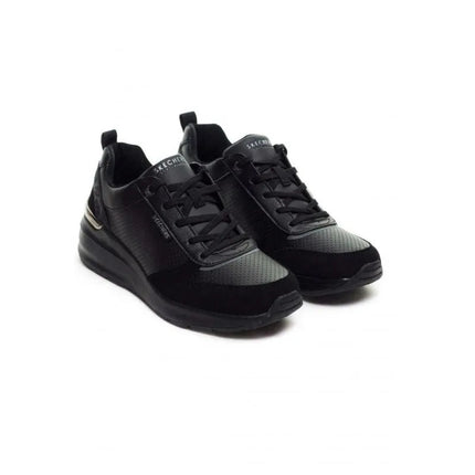 Skechers 155616 Women's Sneakers in Black, designed for all-day comfort with soft cushioning, ergonomic fit, and lightweight for effortless movement, perfect for casual looks. PlatiNum