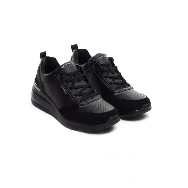 Skechers 155616 Women's Sneakers in Black, designed for all-day comfort with soft cushioning, ergonomic fit, and lightweight for effortless movement, perfect for casual looks. PlatiNum