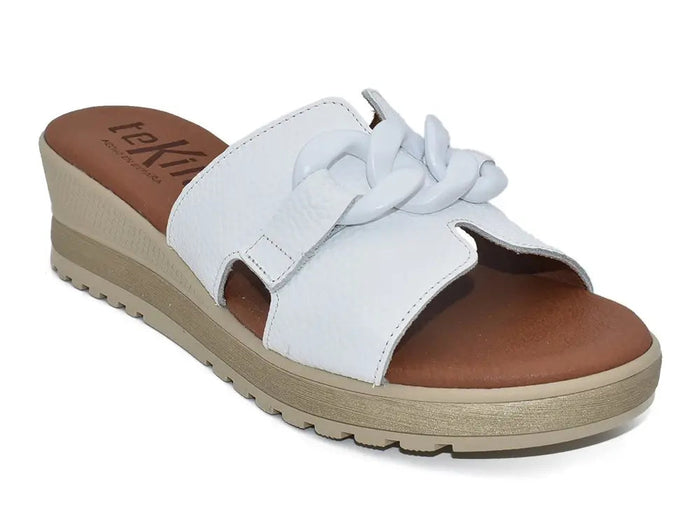 Women's leather sandals with wedge and decoration made in spain sizes 36 to 40 model 5047 tekila PlatiNum