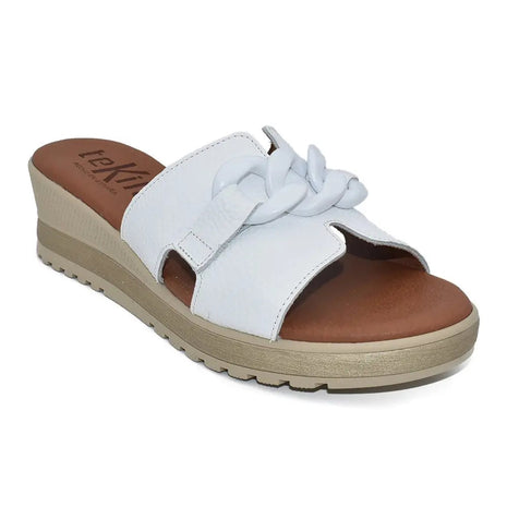 Women's leather sandals with wedge and decoration made in spain sizes 36 to 40 model 5047 tekila PlatiNum