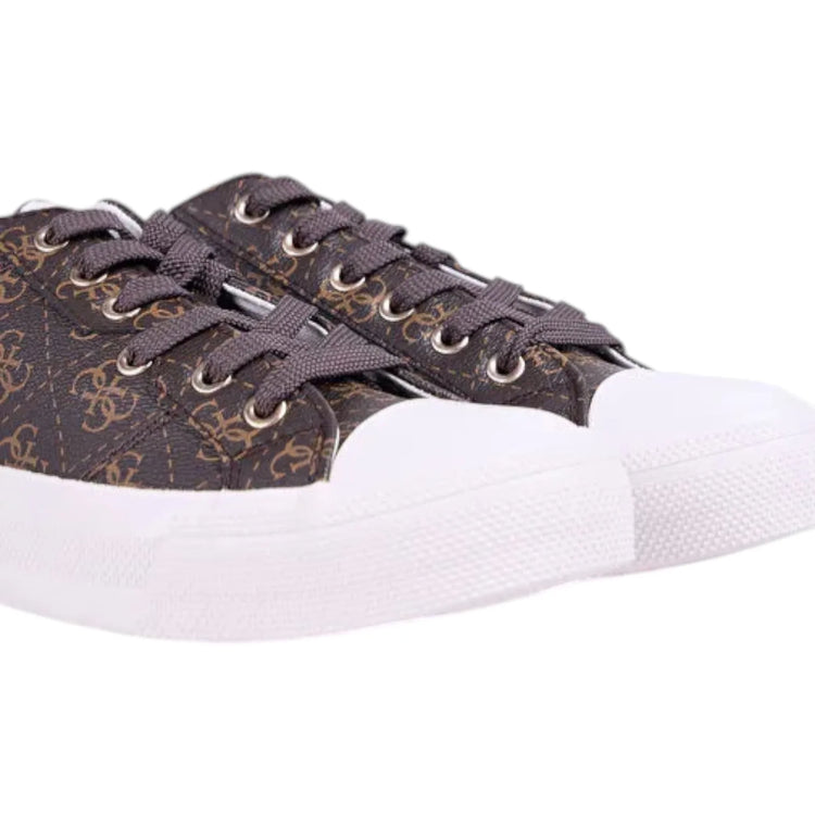 Guess Men's Sneakers Istria Low 4G Logo Leather Brown, comfortable and breathable athletic shoes suitable for casual wear and sports, featuring anti-slip design for enhanced grip.