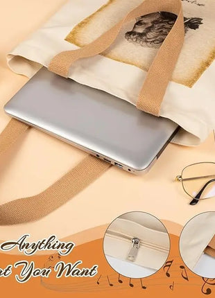Borsa tote con cerniera dal design ispirato a Mozart e alle partiture di musica classica. Ampia capacità e design compatto.