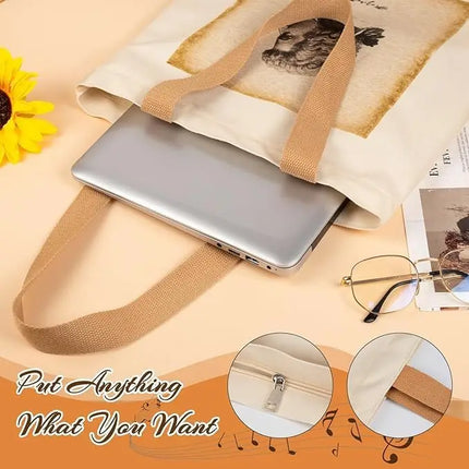 Borsa tote con cerniera dal design ispirato a Mozart e alle partiture di musica classica. Ampia capacità e design compatto.