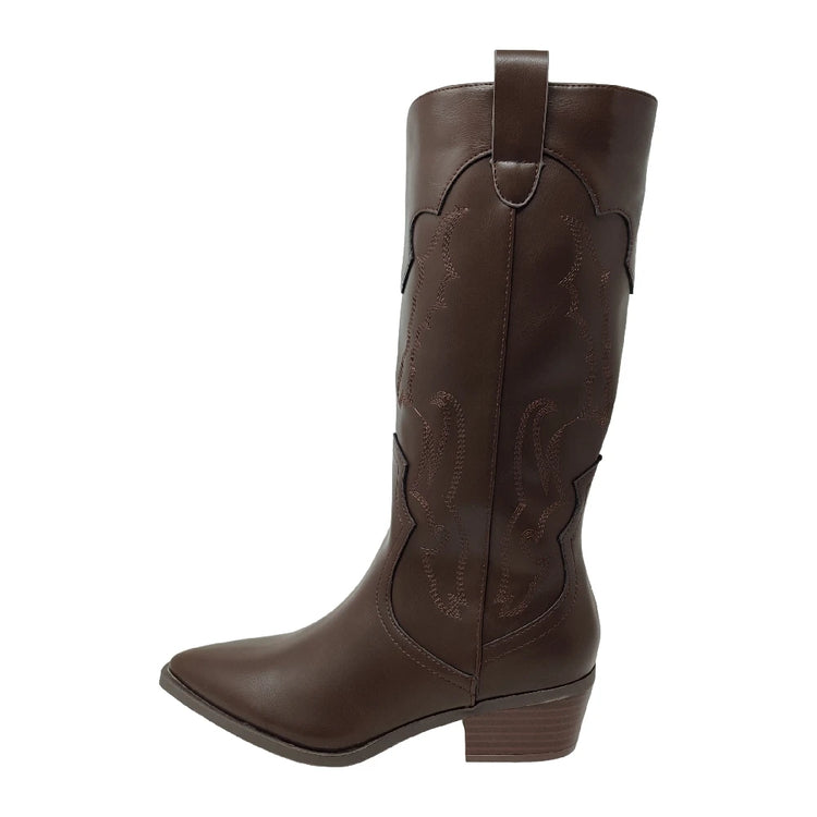 Women's high top country boots – fine toe & comfortable heel. Hd brand.