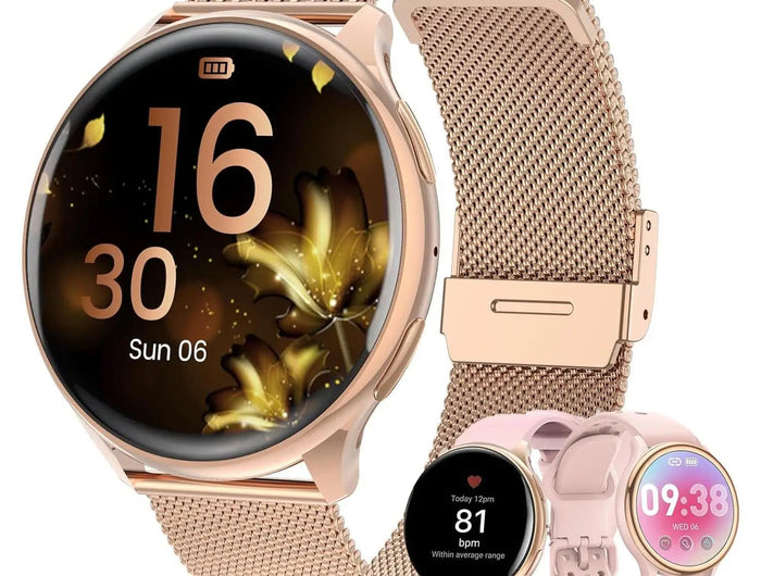 Smartwatch da donna IP68, modello 2025 con schermo AMOLED da 1,43", chiamate Bluetooth, oltre 120 sport disponibili, monitoraggio frequenza cardiaca, SpO2, pressione sanguigna e sonno. Smartwatch per Android e iOS. platinumshop