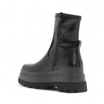 Black ankle boots triple platform sole side zipper boots trend fashion women autumn winter altamoda
