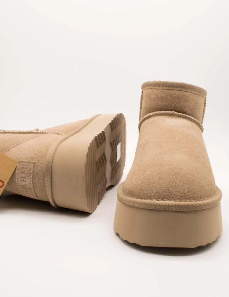 Varm mores d8 mini beige suede ankle boot for women