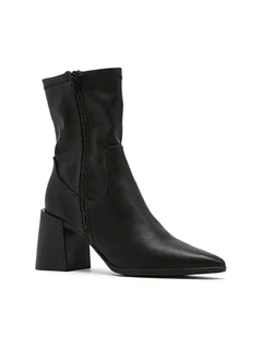 Mid-wide heel ankle boot with side closure for women - lantian