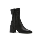 Mid-wide heel ankle boot with side closure for women - lantian