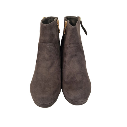 Xti hoyvoy women's high heel ankle boots gray color casual boot suede diagonal zipper cone heel 8.5 cm platform comfort leather insole