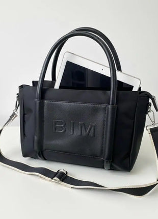 Borsa da donna in nylon e ecopelle |   Borsa shopper con manico lungo |   Ideale per tablet e uso quotidiano