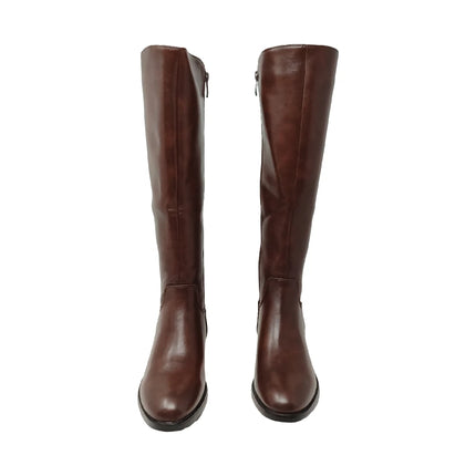 Women's knee-high riding boots with 3.5 cm low heel - evazorteon