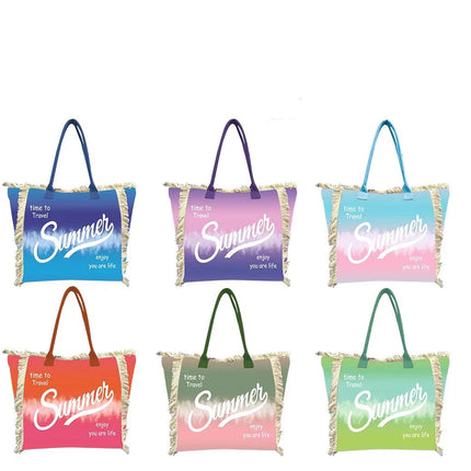 MIGLIORATA borsa da spiaggia o da piscina con stampe frasi colorate |   MISURA modello estivo 55 cm × 37 cm × 19 cm
