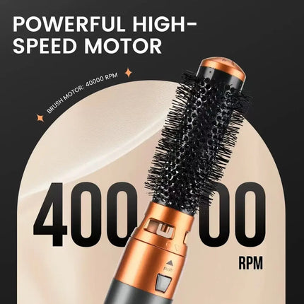 5 in 1 hair dryer with hot air brush, one-step dryer with interchangeable heads and rotating brush, anti-frizz ionic technology, 3 speeds + cold air function, professional styling for drying, straightening, volumizing