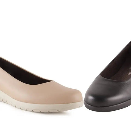 Women's comfortable leather wedge shoes elegant and casual footwear made in spain sizes 35 to 41 model 10557 chamby PlatiNum
