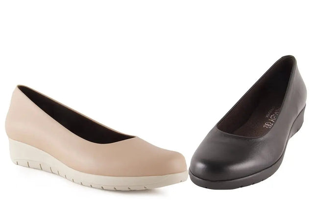 Women's comfortable leather wedge shoes elegant and casual footwear made in spain sizes 35 to 41 model 10557 chamby PlatiNum