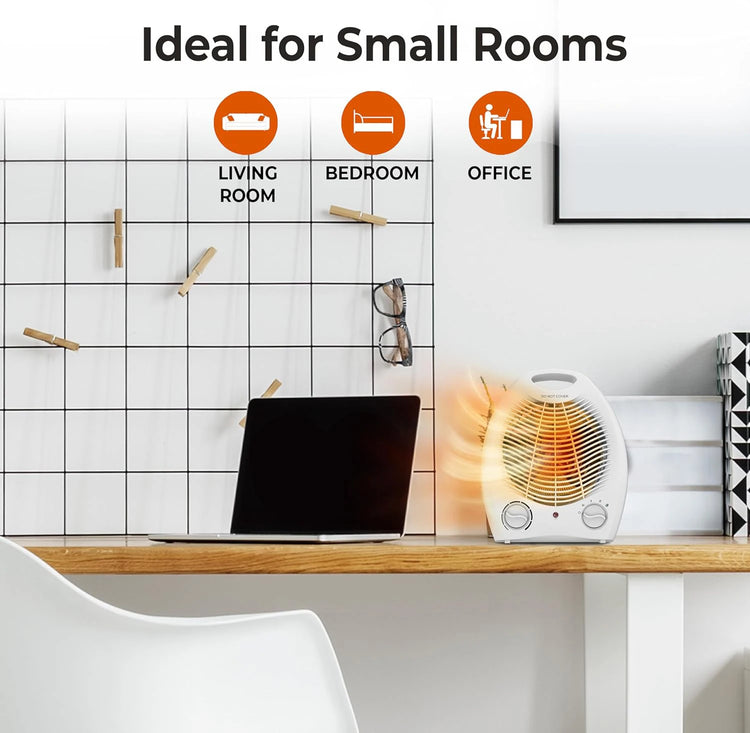 Home Heating 1000/2000W Electric Heater, lightweight and portable with adjustable thermostat, anti-tip safety feature, and fan function for cooling; ideal for bathrooms or winter use, low consumption electric radiator.