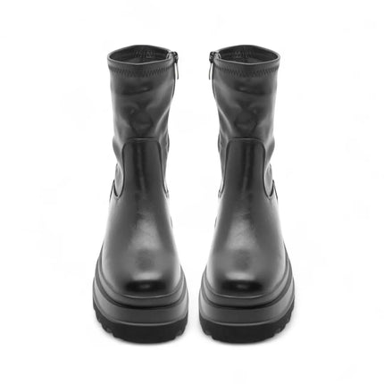 Black ankle boots triple platform sole side zipper boots trend fashion women autumn winter altamoda