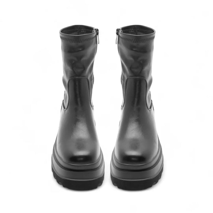 Black ankle boots triple platform sole side zipper boots trend fashion women autumn winter altamoda
