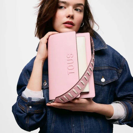 Borsa a tracolla media Tous Audree Saffiano rosa 2002358213