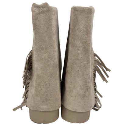 Pasarela concept women's australian boots beige color casual boot suede fringe boho platform chunky track 5 cm fur lined winter