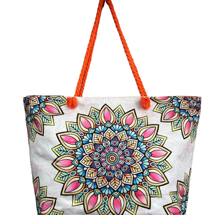 Borsa da spiaggia aggiornata da donna con stampa floreale - Grande capacità