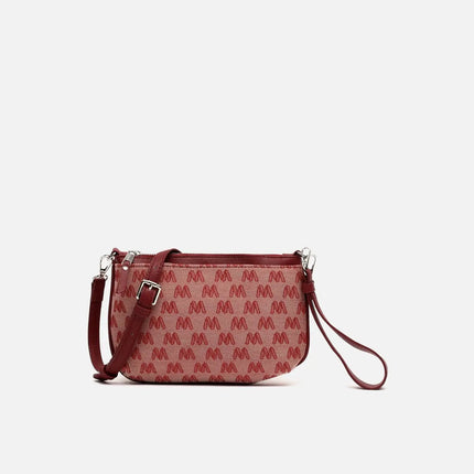 Borsa a tracolla piccola Misako Mongra con manico a mano e stampa monogramma ED. Tasca per il denaro