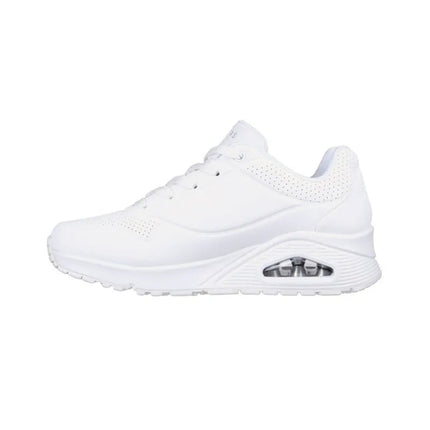 SKECHERS 73690 Women's Sneakers White - Comfortable footwear with a soft, impact-absorbing insole and ergonomic fit, perfect for casual and sporty looks. PlatiNum