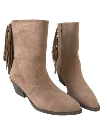 Fringe heel boot suede 11468