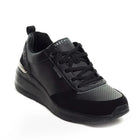 Skechers 155616 Women's Sneakers in Black, designed for all-day comfort with soft cushioning, ergonomic fit, and lightweight for effortless movement, perfect for casual looks. PlatiNum