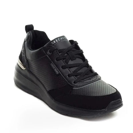 Skechers 155616 Women's Sneakers in Black, designed for all-day comfort with soft cushioning, ergonomic fit, and lightweight for effortless movement, perfect for casual looks. PlatiNum