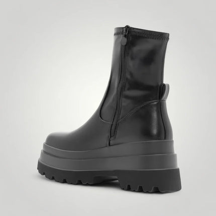 Black ankle boots triple platform sole side zipper boots trend fashion women autumn winter altamoda