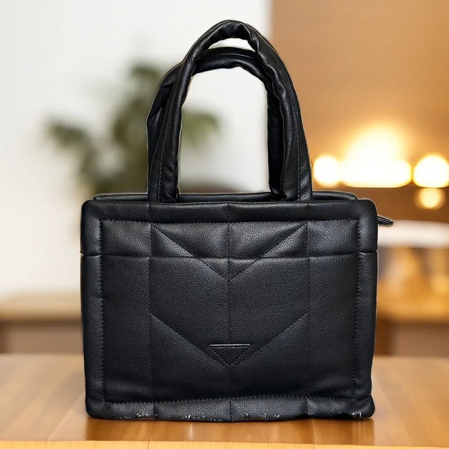 Borsa in pelle PU quadrata nera - Stile moderno da donna