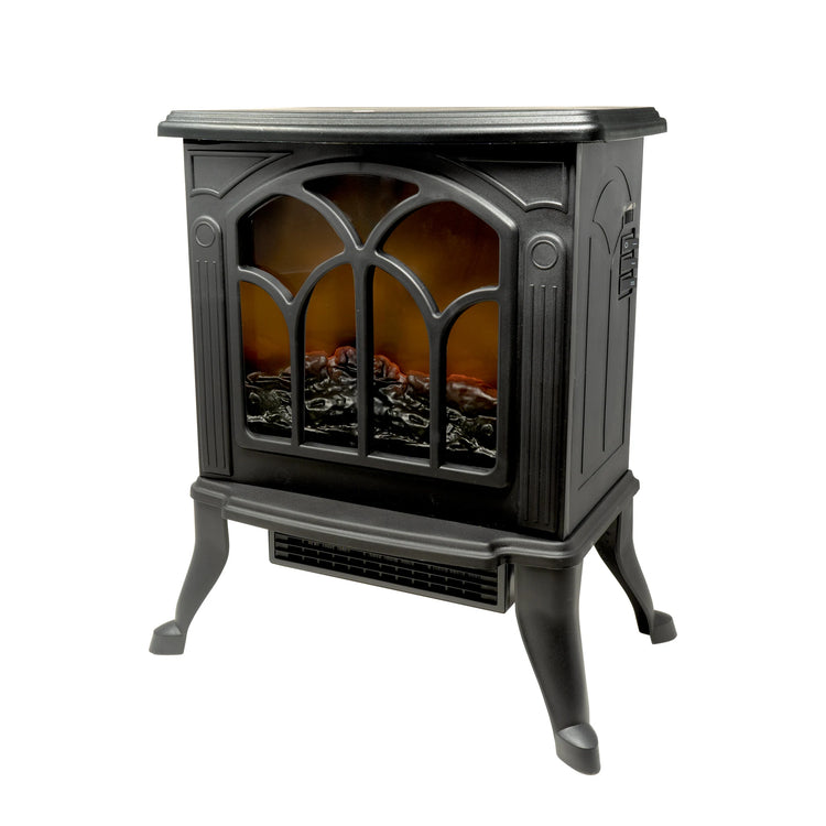 Jocca 1500W Electric Fireplace Heater with PTC Technology, Adjustable Thermostat, Safety Features, and Realistic LED Flame for Instant Heating and Home Decoration
