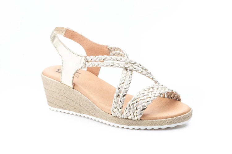 Braided wedge sandals various colors made in spain model 3326 sizes 36 to 41 jam PlatiNum