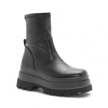 Black ankle boots triple platform sole side zipper boots trend fashion women autumn winter altamoda