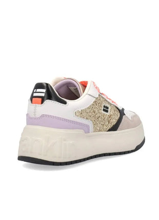 Metalized D.FRANKLIN DFSH321089 Sneakers for Women, comfortable footwear with a flat platform sole, perfect for spring and casual outings. PlatiNum