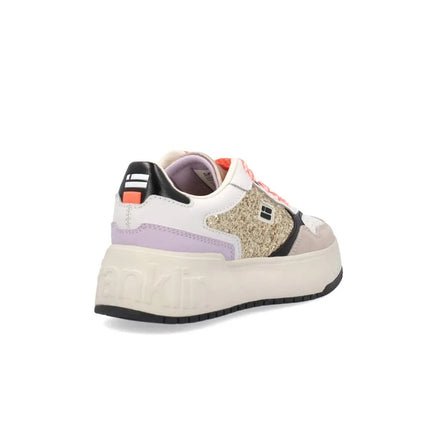 Metalized D.FRANKLIN DFSH321089 Sneakers for Women, comfortable footwear with a flat platform sole, perfect for spring and casual outings. PlatiNum