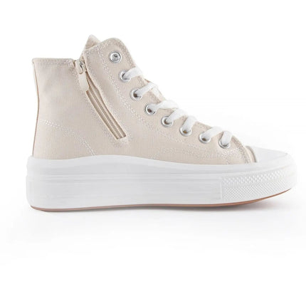 High-top Canvas Shoes for Women by ANDY-Z AZ1007 with Zip Closure, Textile Lining, Comfortable Platform Sole, and Non-Slip Design, Ideal for Casual and Outdoor Use. Perfect Women's Footwear for Spring and Autumn. PlatiNum