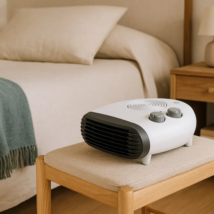 Jocca 2000w portable electric heater with thermostat, heat and fan function, fast and uniform heat, low consumption, non-slip feet, automatic shutdown, indicator light, ideal for maintaining a stable temperature in any room.