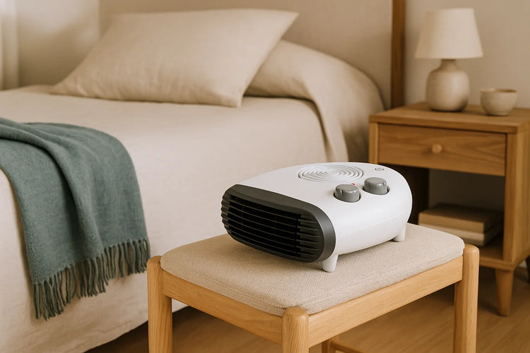 Jocca 2000w portable electric heater with thermostat, heat and fan function, fast and uniform heat, low consumption, non-slip feet, automatic shutdown, indicator light, ideal for maintaining a stable temperature in any room.