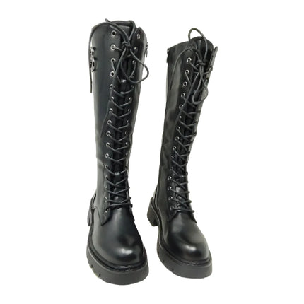 Eva zorteon- women's high military boots with laces and side zipper. Tulipano brand.