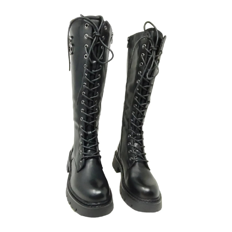 Eva zorteon- women's high military boots with laces and side zipper. Tulipano brand.