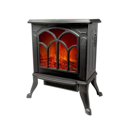 Jocca 1500W Electric Fireplace Heater with PTC Technology, Adjustable Thermostat, Safety Features, and Realistic LED Flame for Instant Heating and Home Decoration