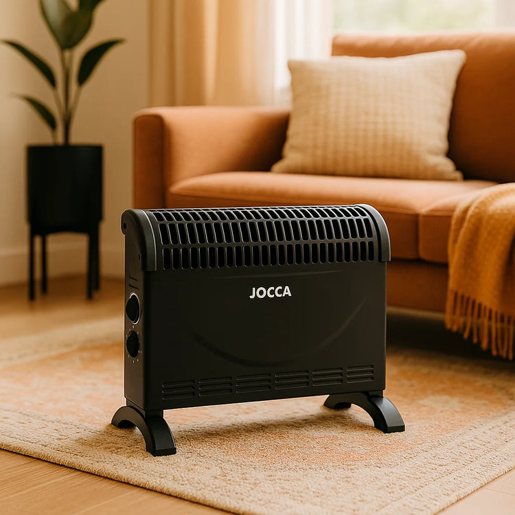 Electric Convector Heater JOCCA 2000W with Adjustable Thermostat, 3 Heat Levels, Turbo Function, Compact and Silent Design, Available in White or Black, Perfect for Low Consumption Heating.