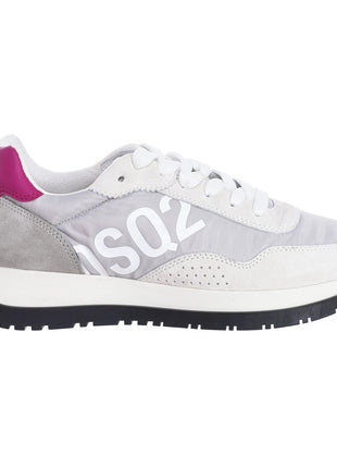 Dsquared2 Women's Running Sneakers SNW0212-01601681, breathable medium height shoes made with leather and textile for comfort, lace-up design perfect for casual and urban looks. PlatiNum