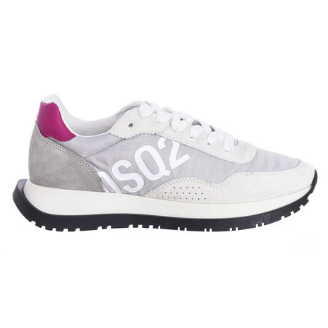 Dsquared2 Women's Running Sneakers SNW0212-01601681, breathable medium height shoes made with leather and textile for comfort, lace-up design perfect for casual and urban looks. PlatiNum