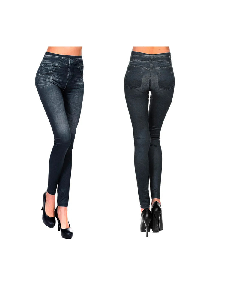 Mediawave store leggings women stretchy jeans effect giada shaping jeggings slim fit