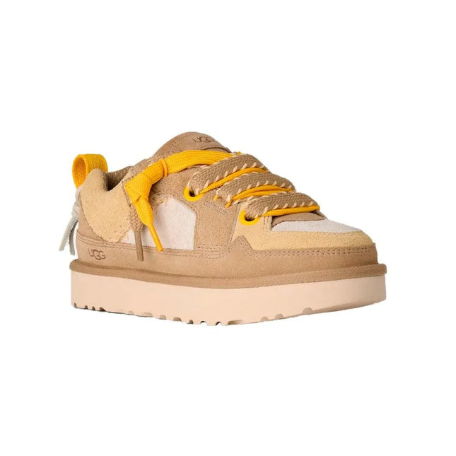 UGG W Lo Lowmel Biarritz Women's Beige Sneakers, comfortable casual footwear with a breathable design, perfect for autumn and spring, ideal for walking and outdoor activities. PlatiNum