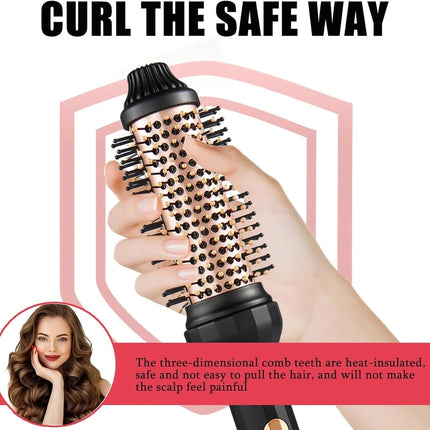 Thermal Brush - YANISTA 4 in 1 Hair Care Brush with 40mm Diameter, Ionic Technology, Anti-Burn Comb, and 3 Temperature Levels for Different Hair Types, Ideal for Creating Natural Curls.